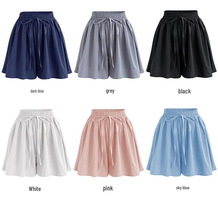 Women's Plus Size Elastic Waist Wide Leg Shorts - Summer Casual Korean Style