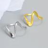 Smooth Irregular Waves Gold Ring Geometric Open Finger Ring for Minimalist Accessories Gift