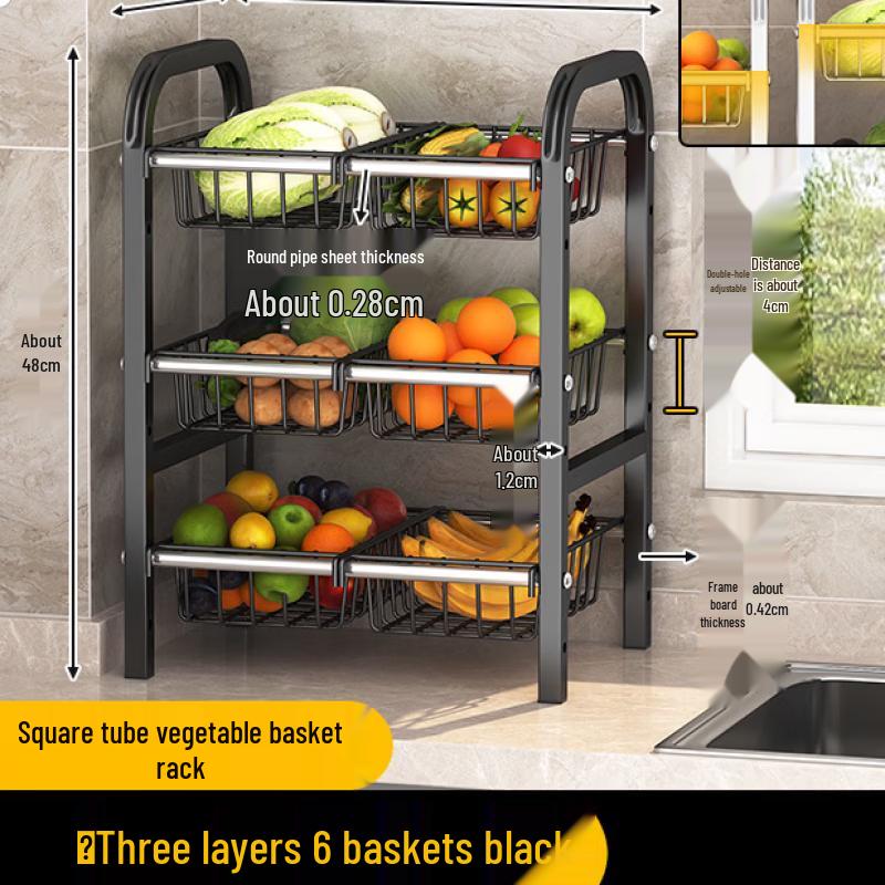 YOUSU 3-Tier Punch-Free Kitchen Storage Rack