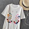 Summer Women College Sweet Cat Embroidery Knitted Sweater Pullover Tops For Girl