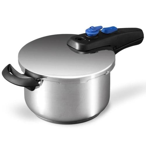 IRIS OHYAMA KAR-5L Pressure Cooker, 5L, Induction Compatible, Triple-Layer Bottom, Sliding Open/Close, Two-Level Pressure Control, Safety Lock, Silver