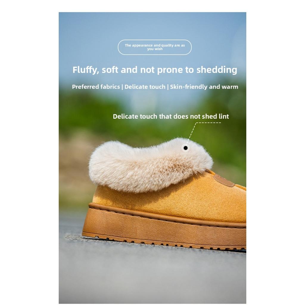 Bag Heel Slippers with Thick Sole and Plush Shoes for Women In Autumn and Winter, Indoor Warmth, Slippers for Outdoor Wear, Plush Snow Boots