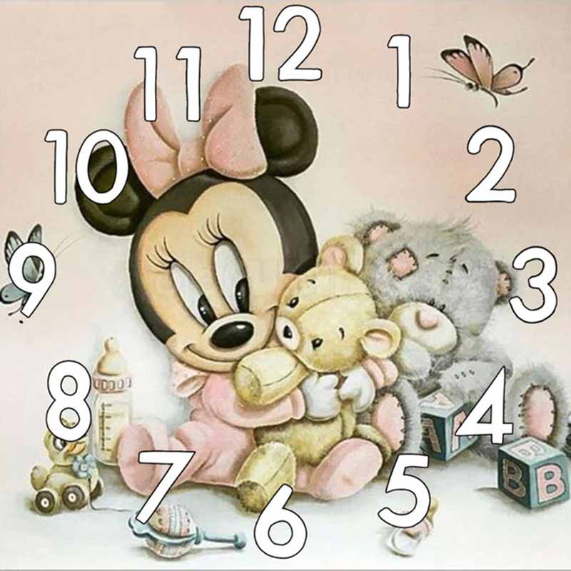 Clock AB Diamond Painting Kit 5D DIY Diamond Embroidery Handmade Art Children's Gift Crafts Home Decoration