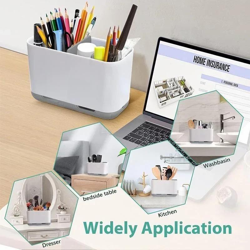 Porta-escova de dentes elétrica, porta-pincéis de maquiagem, estojo de armazenamento de pasta de dentes, grande capacidade, destacável, portátil com orifício de drenagem, suporte de armazenamento