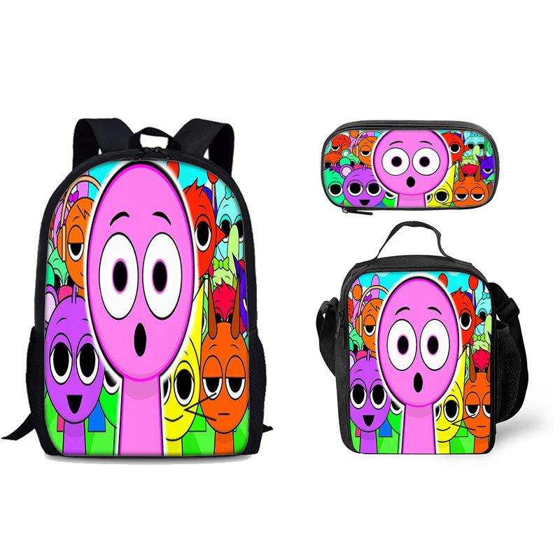 Rhythm Box Printed Backpack Sprunki Music Game Elementary And Secondary School Children'S School Bag Meal Bag Pencil Case