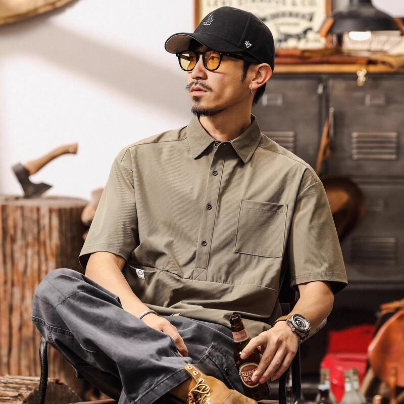 Jieluonuo Men s Vintage Quick-Dry Loose Fit Polo Shirt M