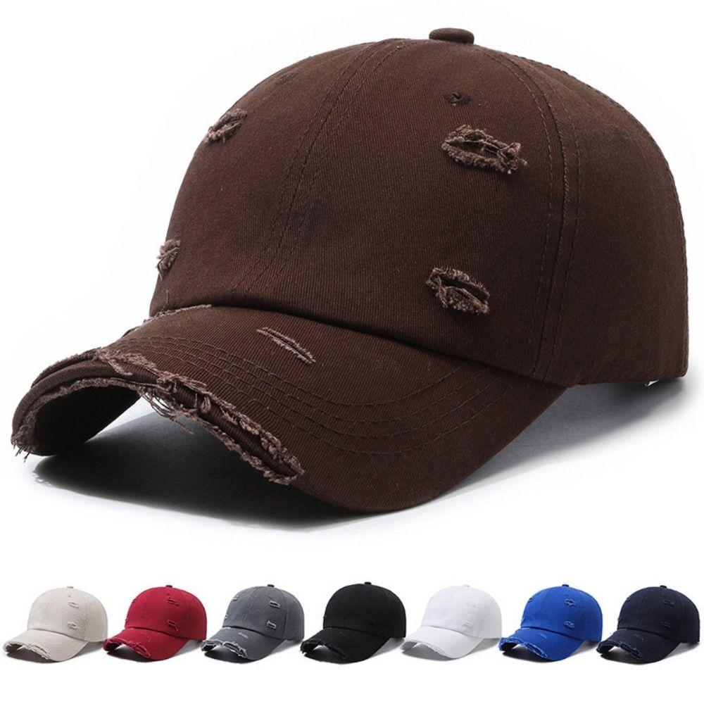 Broken Hole Baseball Cap Hip-hop Washed Cotton Baseball Hats  For Man Women Outdoor Sports