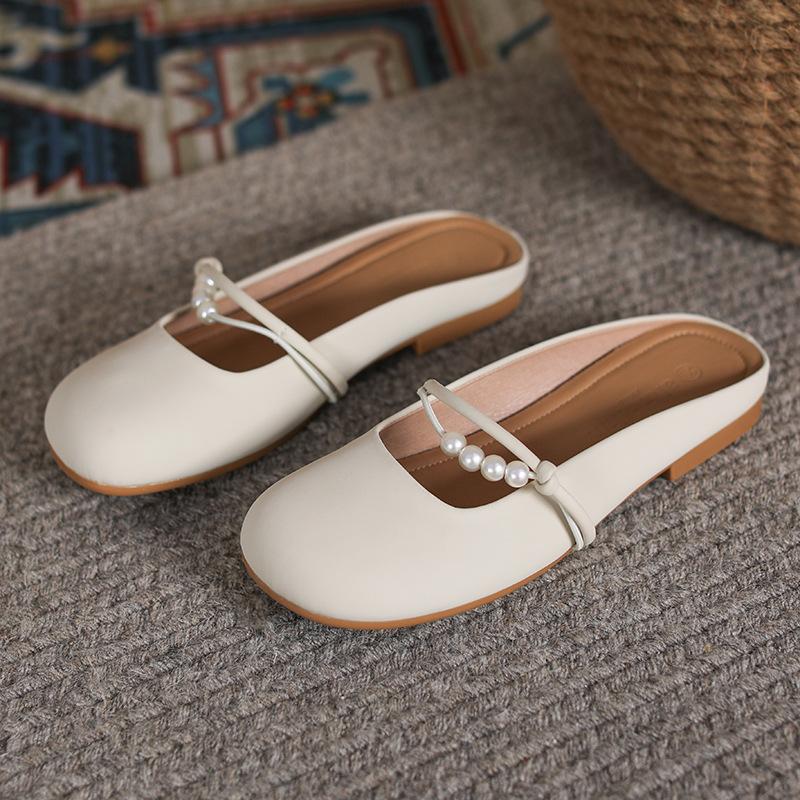 

Yuexinwang кожаные туфли на плоской подошве для женщин Huizhou, туфли на каблуках, летние новые сандалии Mary Jane с сумкой на голове 35 абрикосовый