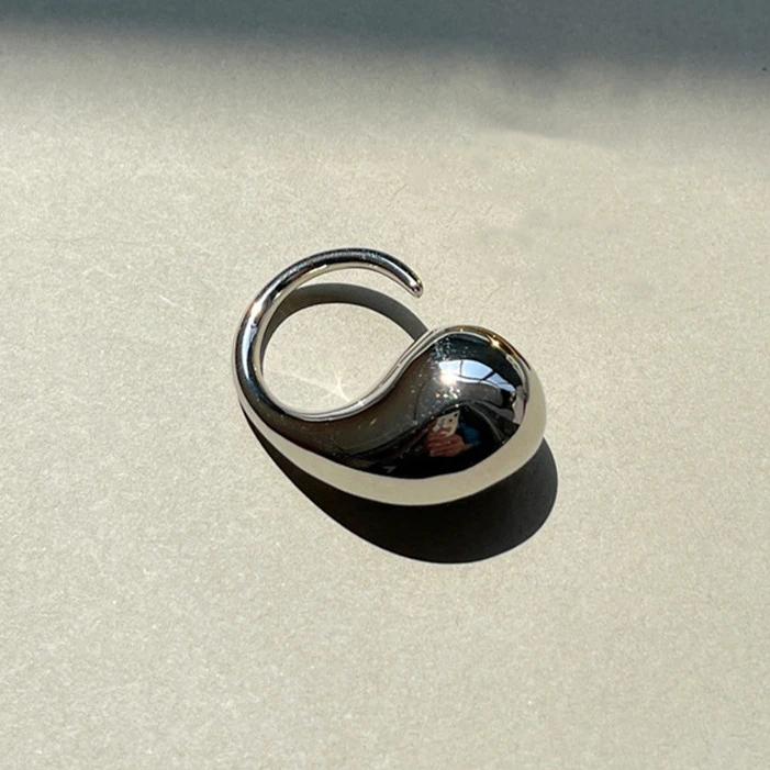 New Creative Smooth Water Drop Rings for Women Vintage Geometric Adjustable Croissant Open Finger Nail Ring Couple Jewelry Gifts
