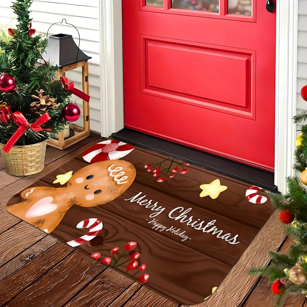 VIKAMA 2025 Christmas Welcome Floor Mat Anti-Slip Kitchen Bedroom Floor Mat Indoor Outdoor Entrance Carpet Home Decoration