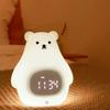 BigFox Alarm Clock Night Light USB Charging Kids Bear Cute 3 Colors Stepless Dimming Indirect Lighting Nursing Light Reading Bedroom Bedside Birthday
