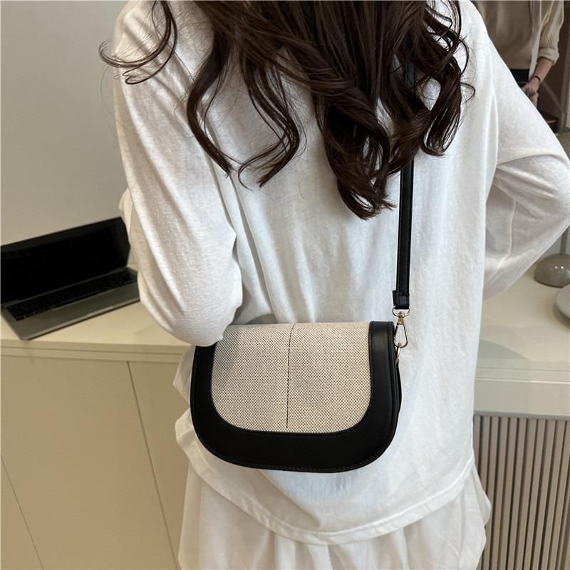 Trend Fashion Women's Bags Summer New Clamshell Splicing Contrasting Color Crossbody Women's Saddle Shoulder Armpit Bag