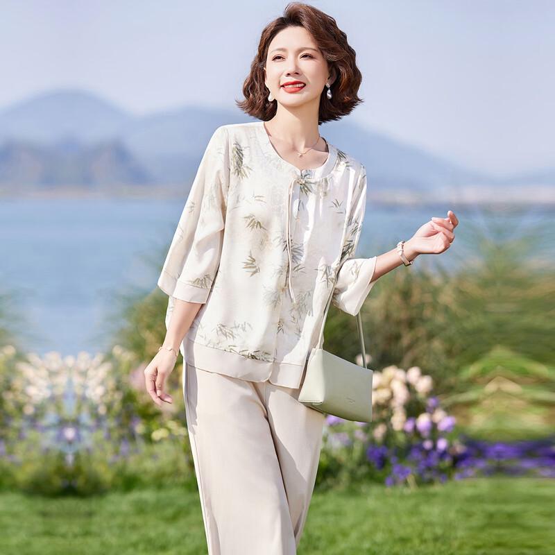 Pasite Neuer Chinesischer Stil Mutter Floral 3/4 Ärmel Set