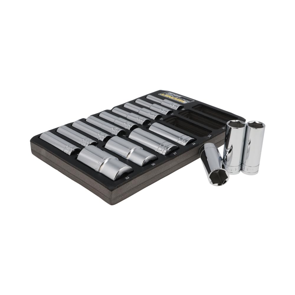 SIGNET DR Mirror Finish Deep Socket Set with DESIGN Tray 1/2" 16-Piece (13452)