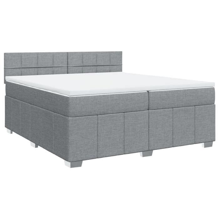 VidaXL Slat Bed Base with Mattress Light Grey 200x200cm Fabric 3287175