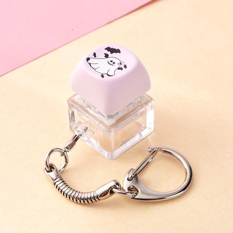 Halloween Mechanical Keycap Keychain, Portable Fidget Finger Toy Pressable Button for Office Travel Anxiety Relief Party Favor