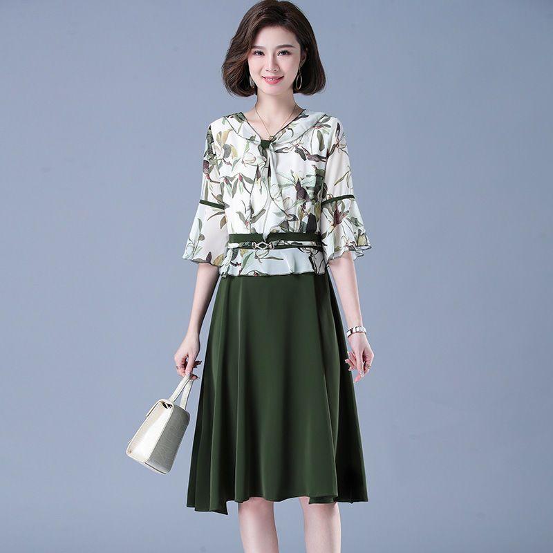 

Женское универсальное темпераментное платье, женское платье до середины икры для матери, платье в иностранном стиле 5XL