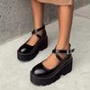 Gdgydh College Student Shoes Girl LOLITA Shoes Uniform Platform Heels Ankle Buckle Strap Womens Pumps Cosplay Mary Janes