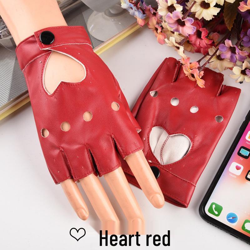 Modell Halbfinger Nieten PU Cosplay Punk Nachtclub Handschuhe für Damen