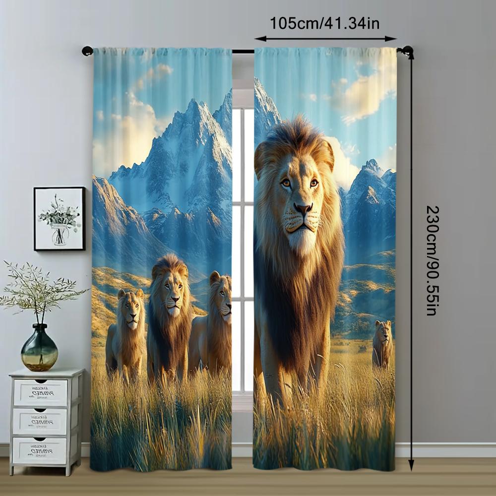 2pc    Drapes Lion and Pride Machine Washable Polyester  Without Electricity Festive Wall Decor Suitable for Holiday Decorations