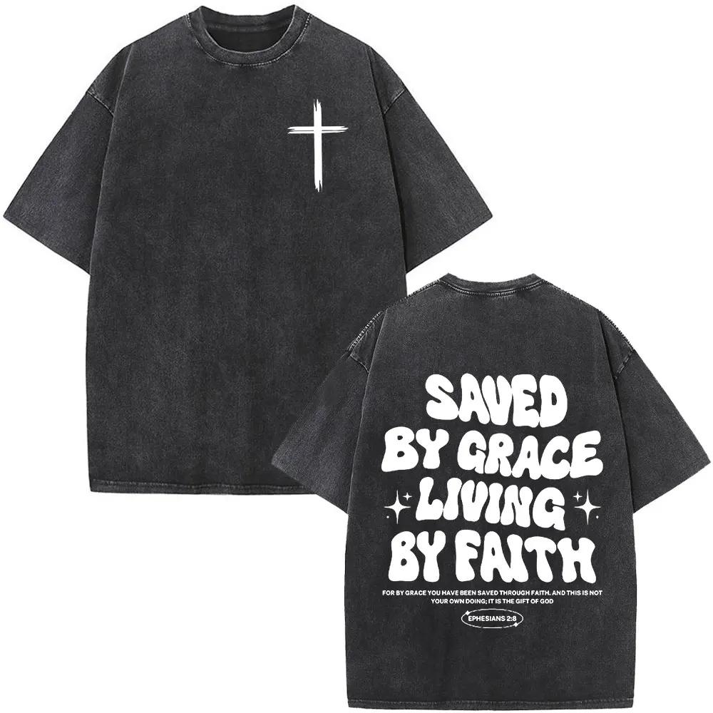 

Faith Over Fear Bible Verse T Shirt Unisex Women Christian Jesus Vintage Washed Harajuku Casual Oversized Soft Durable S