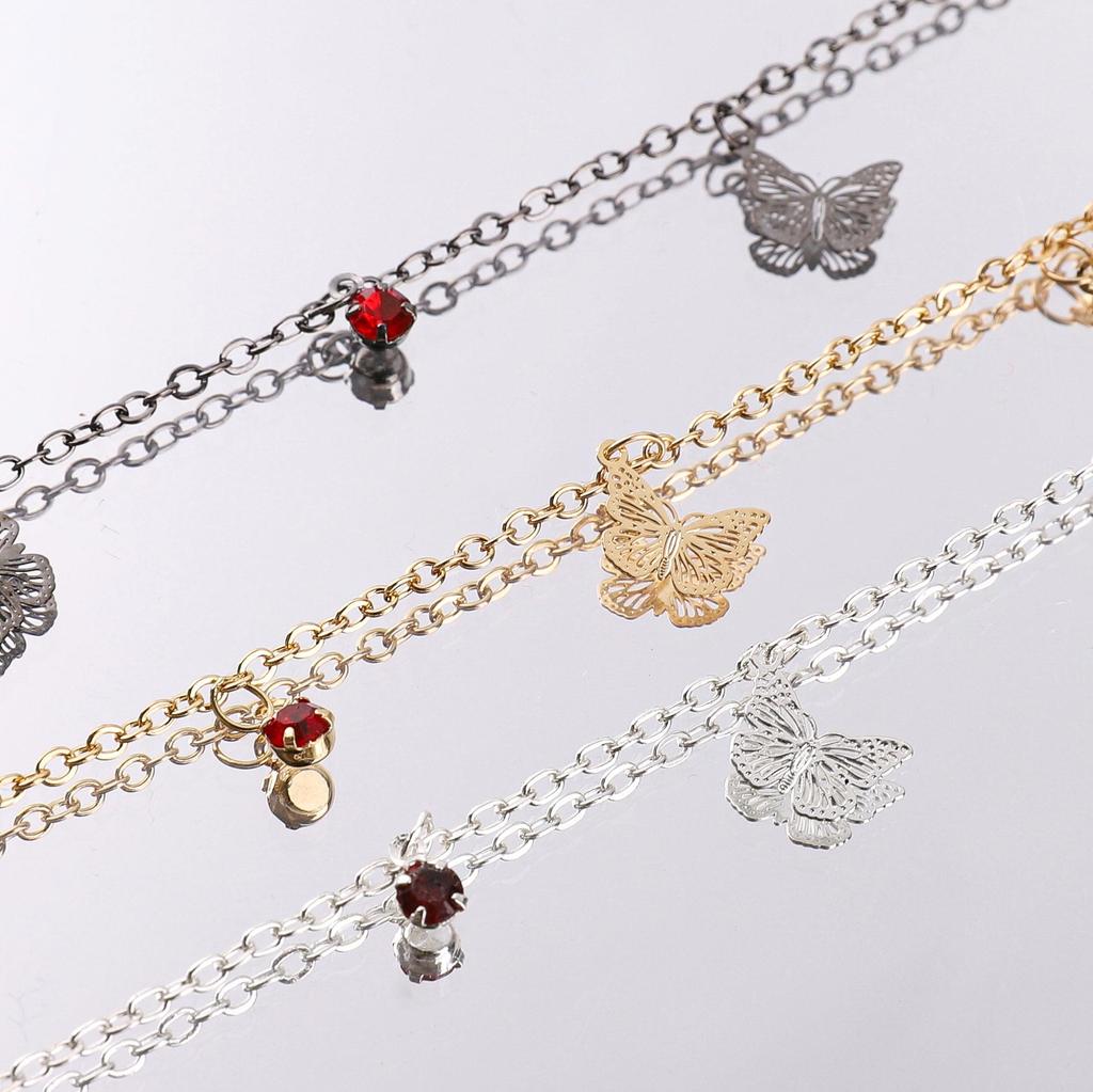 Chaîne Papillon Couleur Cuivre Diamant Rouge Pour Fournitures de Fabrication de Bijoux