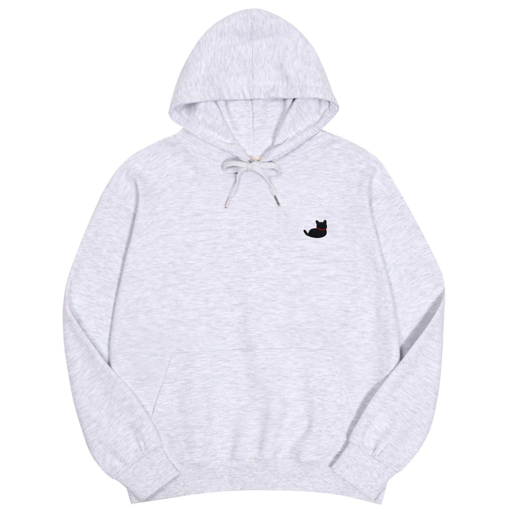 Black Cat Embroidered Double-Sided Oversized Hoodie (Type A)