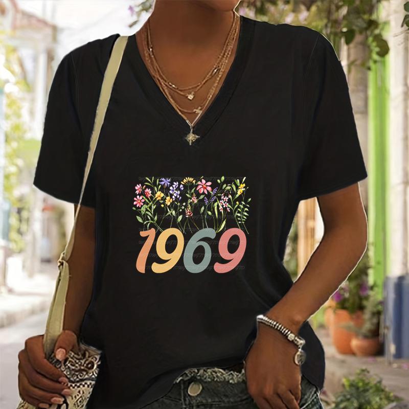 

Жіноча особиста футболка Harajuku Fashion Trend Футболка з короткими рукавами, v-подібним вирізом Y2k Shitrs Дівчата, повсякденні футболки з V-вирізом у стилі ретро 8XL