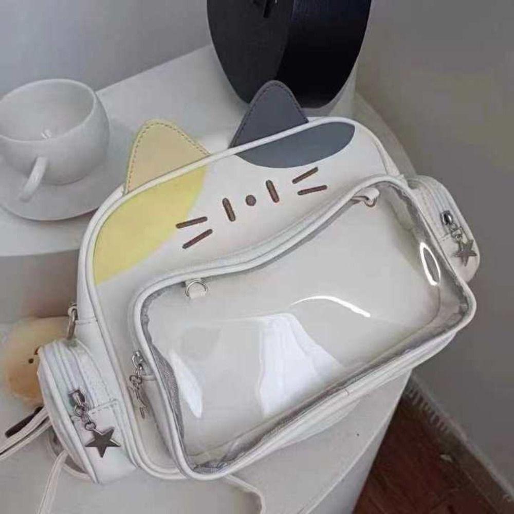 PU Transparent Pocket Cotton Doll Bag Fashion Backpacks Casual Kawaii Cat Itabag Children Style A 1129₽