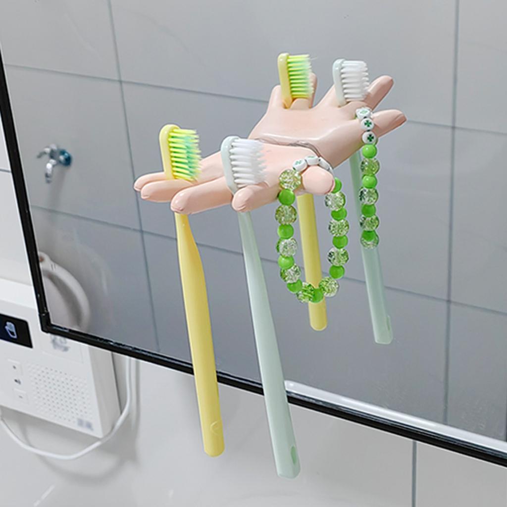 Resin Wall-Mounted Hand Mirror Shelf - Bathroom Vanity Organizer With Decorative Storage