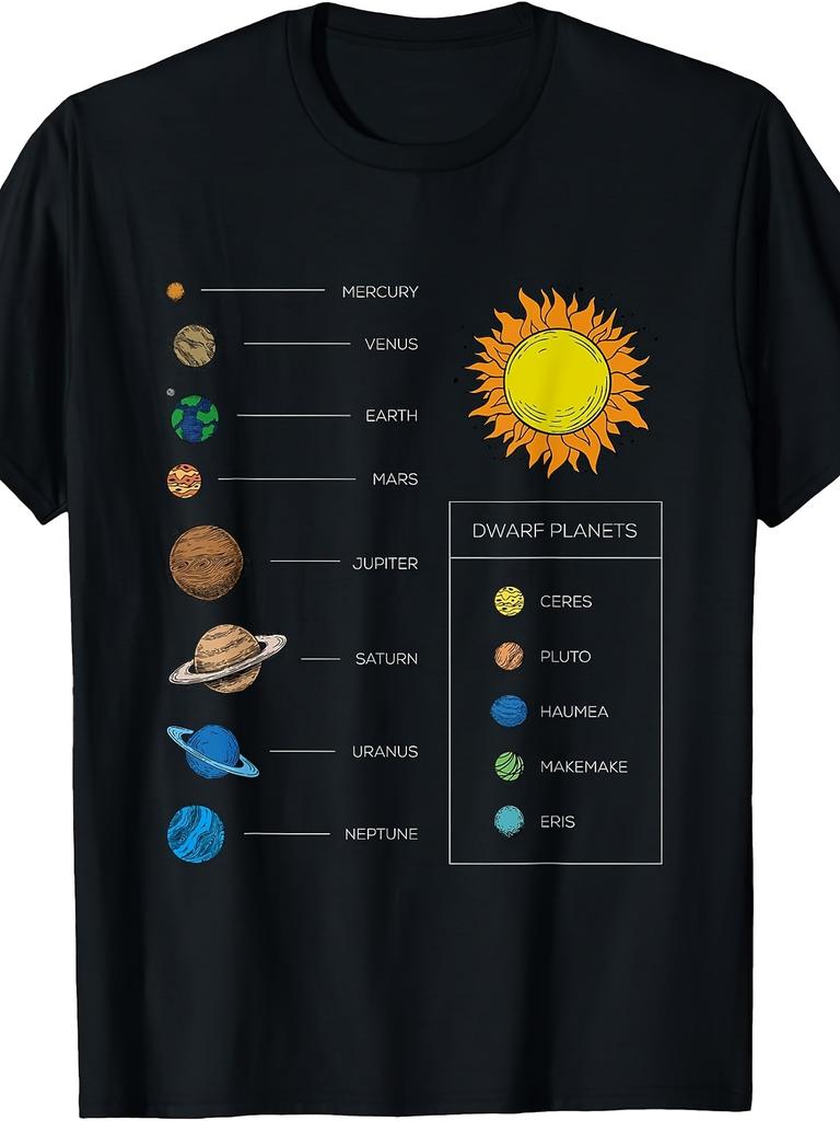 Solar-System Dwarf Planets Education Graphic Men's T-Shirt