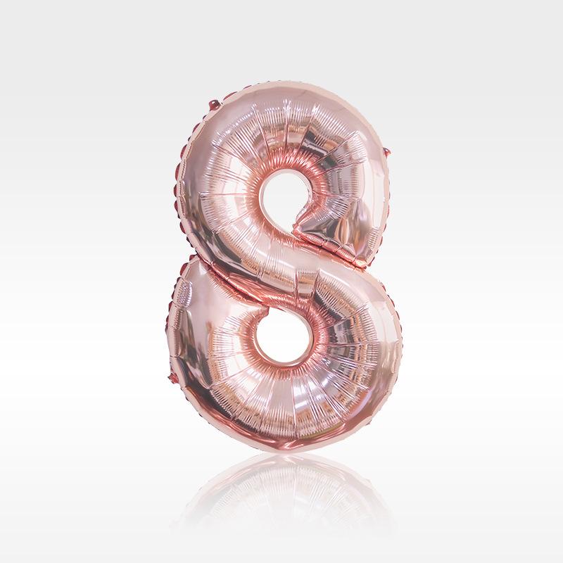32 Inch Rose Gold Digital Aluminum Film Balloon Decoration Birthday Party Wedding Decoration Scene Aluminum Film Balloon