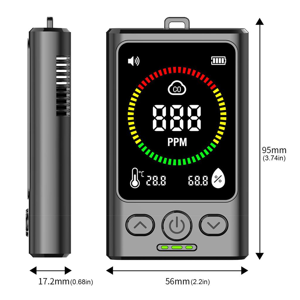 3 in 1 Carbon Monoxide Detector Rechargeable CO Alarm Detector with LCD Display for Home Travel Hotel Indoor