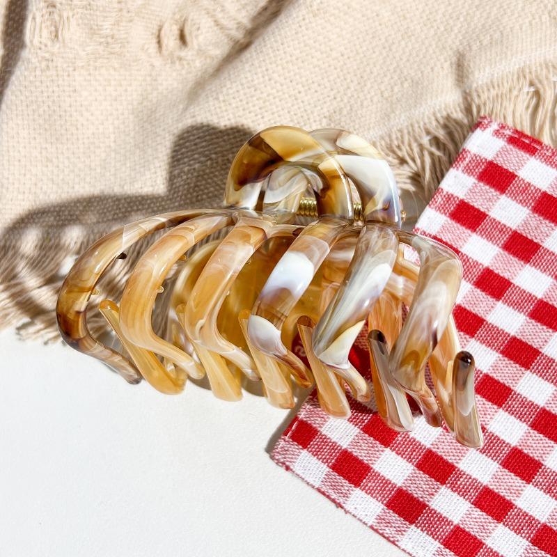 High-end Texture Marble Pumpkin Hair Clip Back of The Head Updo Shark Clip Grappling Clip Hair Accessory