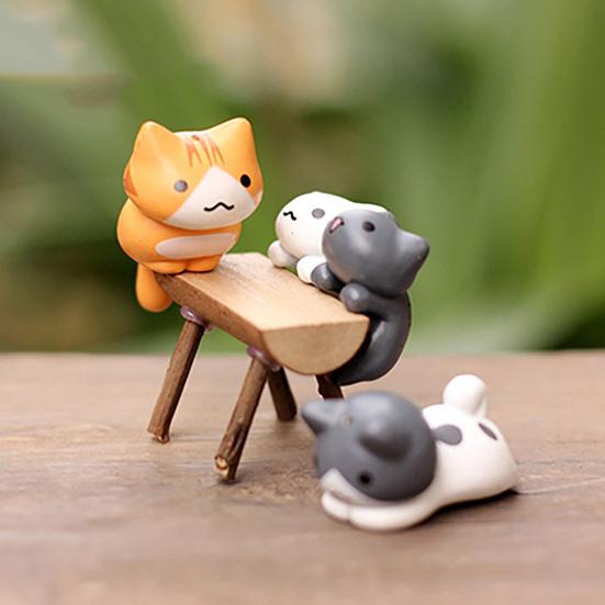 6pcs Garden Decorations Lovely Wonderful Plastic Cartoon Cat Micro Landscape