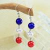Lightweight Statement Earrings 1 Pair Independence Day for Women, Red White Blue Beads Dangle Drop Festival Party Accessories Earrings, 4th