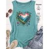 Elegant Vest for Women Heart-shaped mountain view print casual loose summer vest Fashionable and elegant tops for commuting, vacation, and everyday
