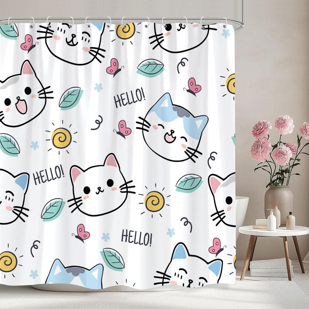 Cartoon Patterns Children's Shower Curtain Warm Girls Room Decoration Curtains Boys Shower Curtains Bathroom Decor With Hooks