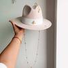 Double Chain Strap Hat Flat Top Fedora French Women's Autumn and Winter Women's Wide Brim Hat  Sombrero Hombre