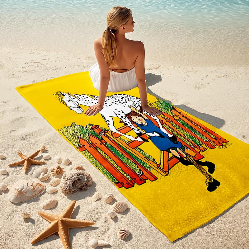 Serviette de plage motif Pippi Longstocking - douce, absorbante, lavable en machine Légère et moderne, pour la natation, Essentiels de voyage
