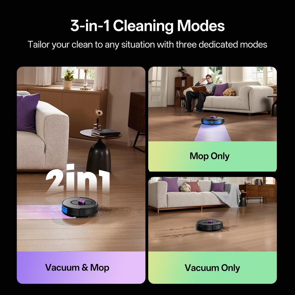 Vactidy W15 Robotic Vacuum Cleaner,Robot Mop Combo,GDPR LiDAR Navigation,Bagless Self Empty Dock