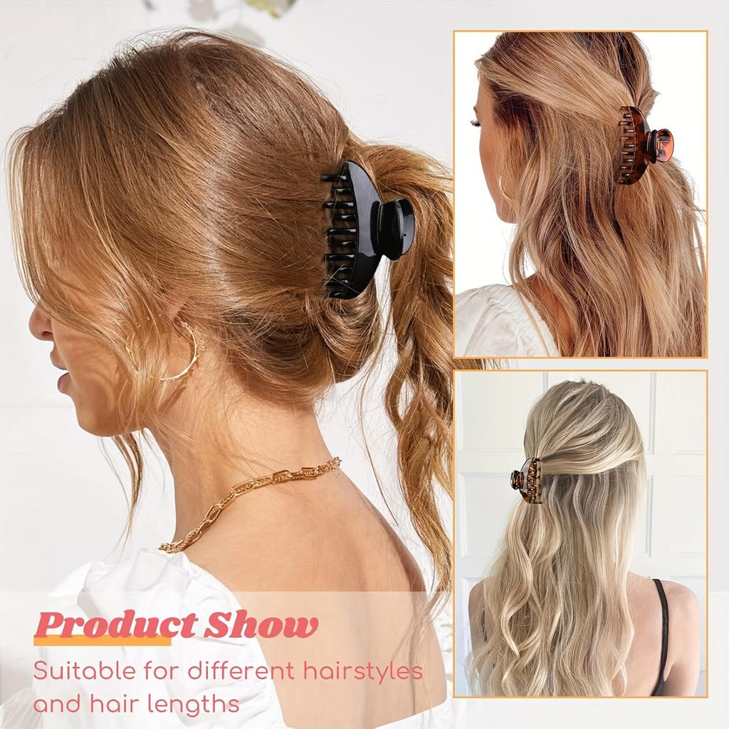 4er-Pack Mittlere Doppelreihe Zähne Haarklammern 65mm Langlebige Kunststoff-Haarklammern für Dickes und Dünnes Haar Styling-Accessoires für Damen Mädchen
