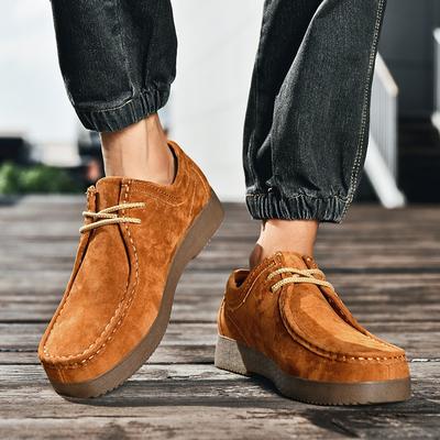Autumn Men Casual Shoes Suede Leather Work Shoes Male Lace-up Flats Sneakers Platform British Business Party Dress Shoes 38-45