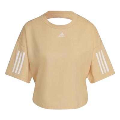 Logo Round Neck Pullover Comfortable Casual Sports Short Sleeve Drop Shoulder T-Shirt Women T-Shirt Yellow HT3507