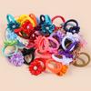 10pcs Flower Hair Ties Kids Girls Hair Bands Elastic Nylon Headband Pearl Floarl Ponytail Holder Hair Accessory for Girls