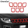 7Pcs Red Front Grille Deor Cover Trim Grill Erts for -2024 Jeep Compass