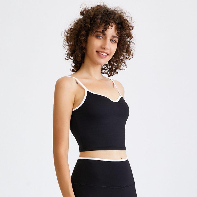 

Spring and Summer Thin Yoga Clothing Top Women s Bra Bubble Wrap Sports Intimates Beauty Back Sexy Fitness Vest Camisole Quick-Drying M Black