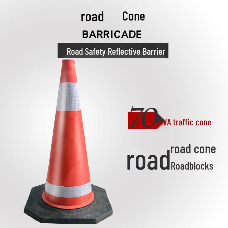 70cm Reflective Rubber Safety Cone - High-Speed Traffic Warning & Isolation Barrier