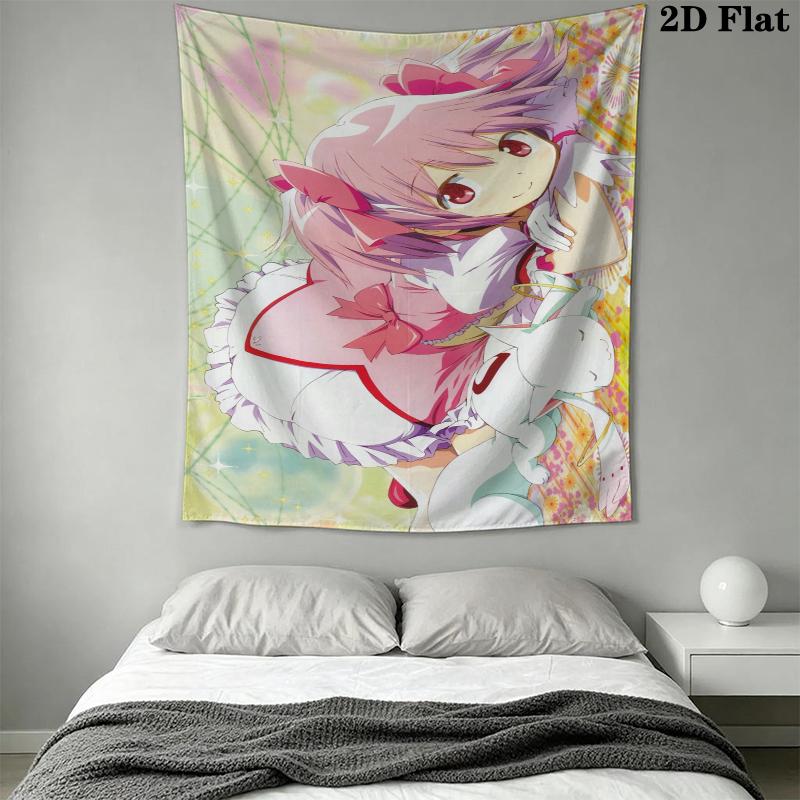Puella Magi Madoka Magica Wall Tapestry Aesthetic Wall Hanging Printed Fabric Blanket Decorative Tapestries for Bedroom Living Room Home Decor