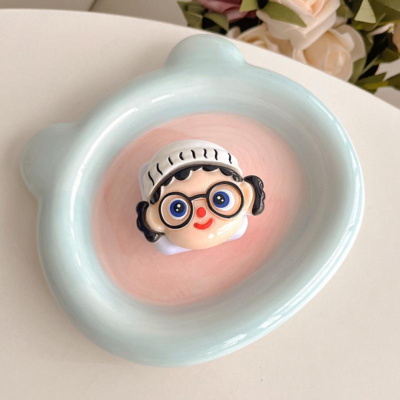 

Cartoon Girl Ugly Cute Mobile Phone Airbag Bracket Pasted Retractable Lazy Makeup Mirror Desktop Bracket